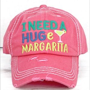 “I Need A Huge Margarita” Distressed Baseball Cap